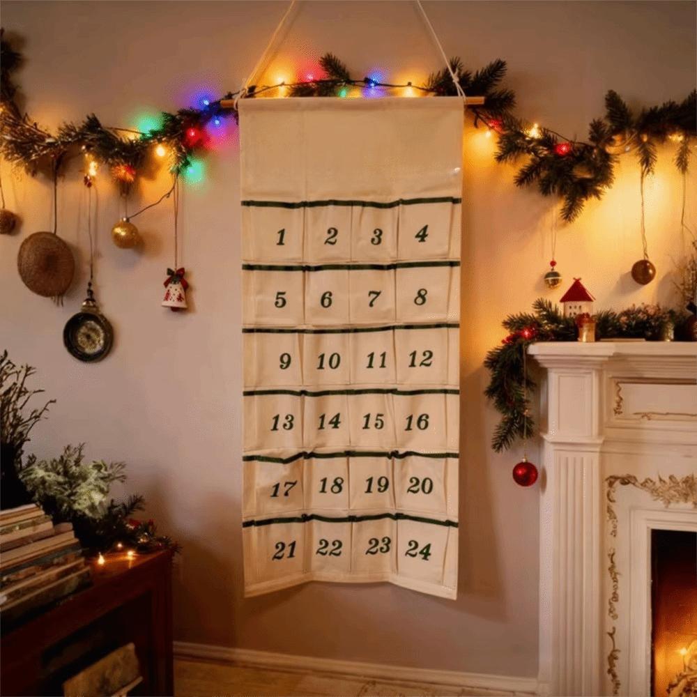 With 24 Pockets Christmas Wall Hanging Storage Pouch Numbered Countdown Storage Bag Dormitory