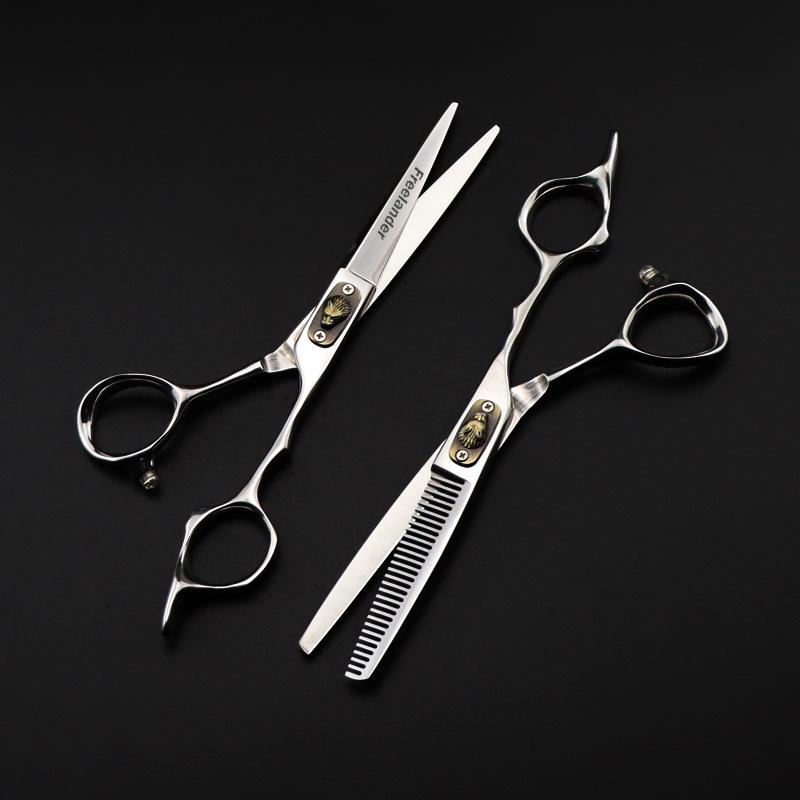 6.0" God Walker Hairdressing Scissors - Wolf Head Handle, Straight & Thinning Shears