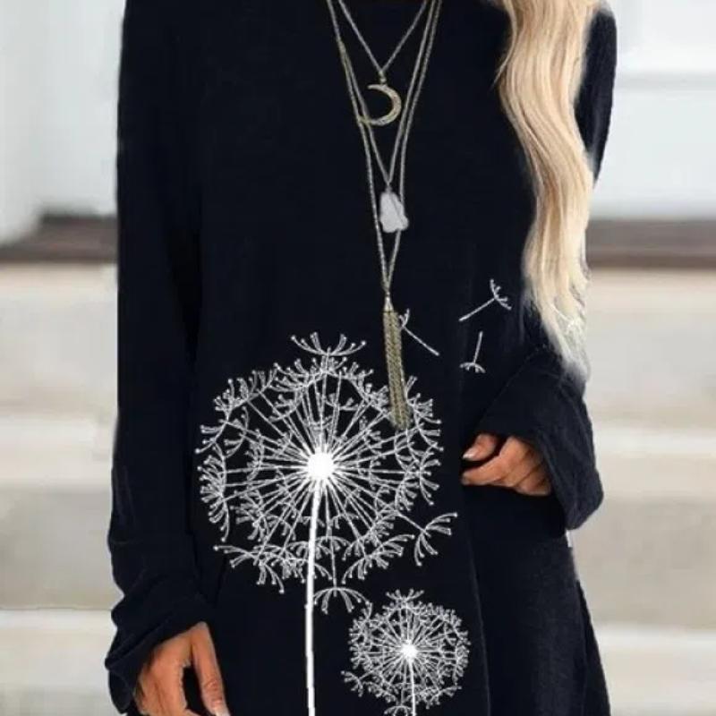 

Женская весенне-осенняя пуловерная блузка, однотонные свободные пригородные топы с круглым вырезом и длинными рукавами с принтом 8XL