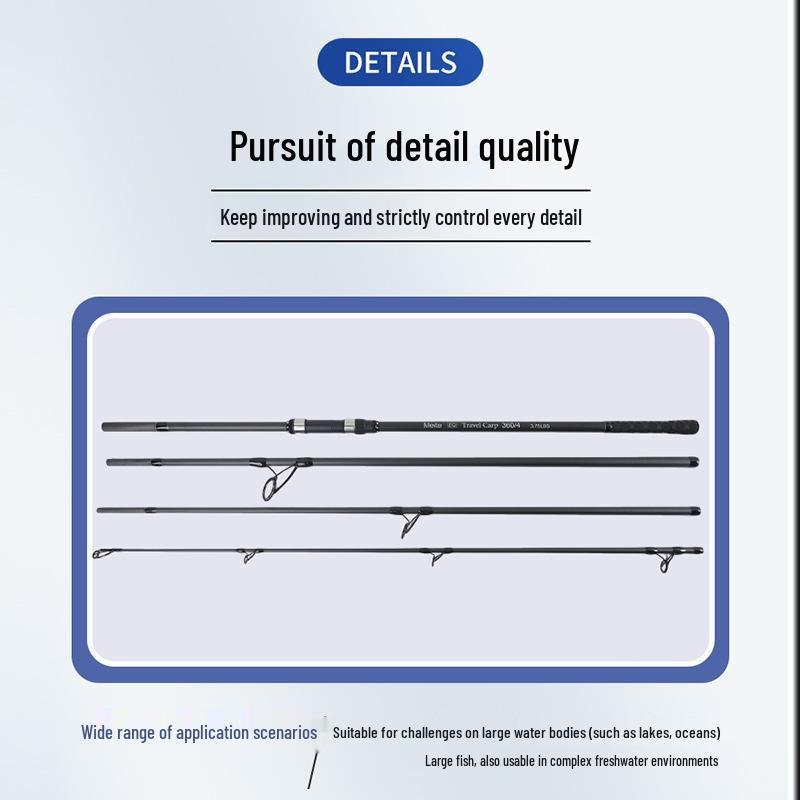 TRAVEL KARP Långkast 4-delad Spö, 3,75LBS, FiskeSpö med Flera Specifikationer