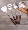 304 Stainless Steel Spatula Ladle Skimmer Set Vintage Wooden Handle High Temp Resistant Kitchen Cooking Utensils