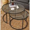 Tokyo Coffee Table 80 Cm Round Smoked Unbreakable Glass 2-Piece Coffee Table Set