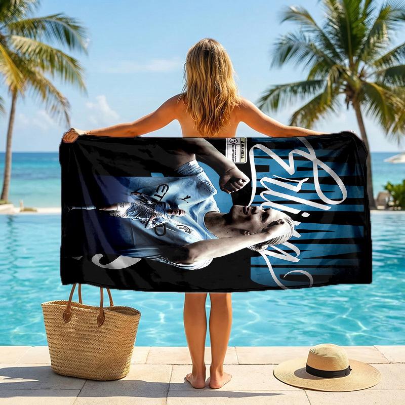 Erling Haaland Strandtuch Weiches Mikrofaser Sommerhandtuch Schnelltrocknendes Saugfähiges Handtuch für Strand Schwimmbad Reisen