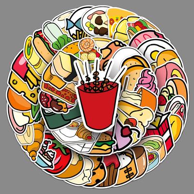 108 Comida de Dibujos Animados Linda Tarjeta de Goma Pintada a Mano Cuenta Manual Recompensa Infantil Decorativa Pegatinas para Taza de Agua Maleta