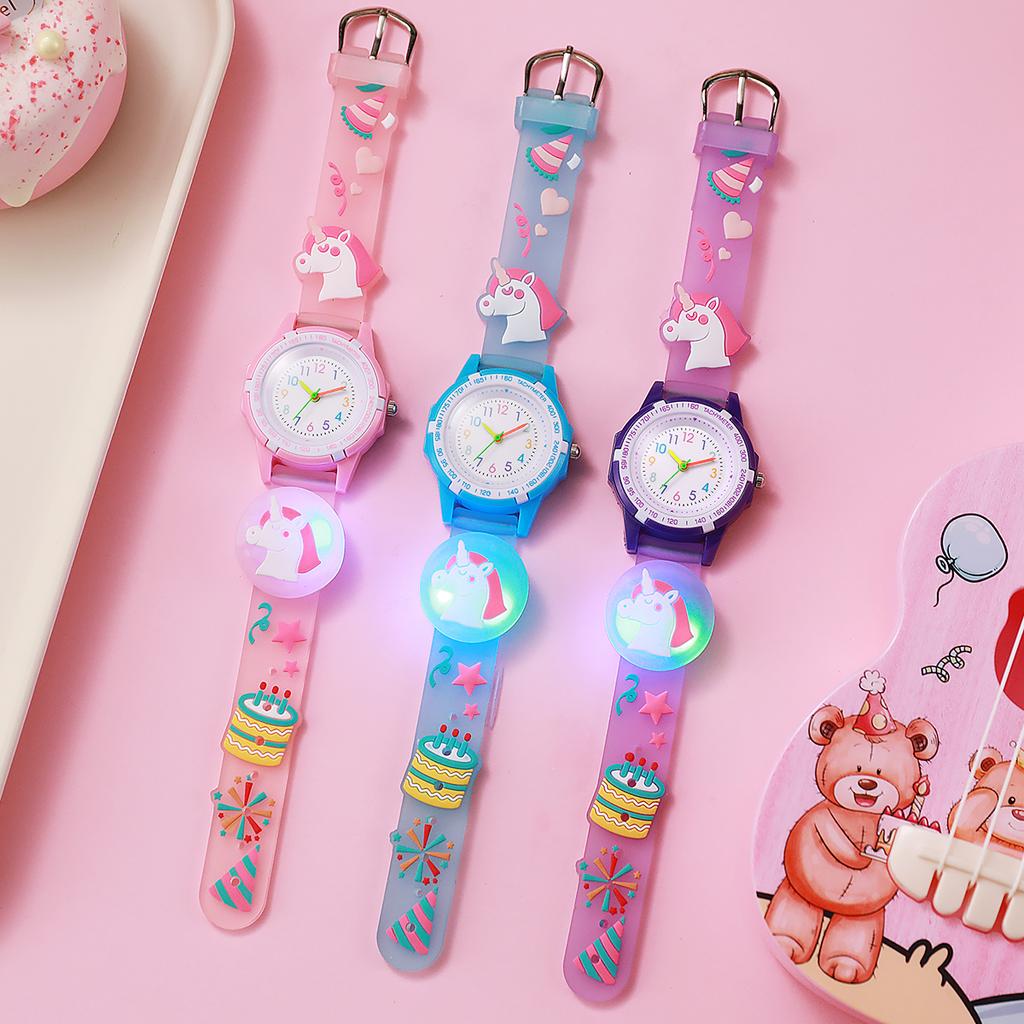 Cartoon Party Unicorn Glow Watch Colorful Hand Scale Quartz Watch for Halloween Christmas Gifts