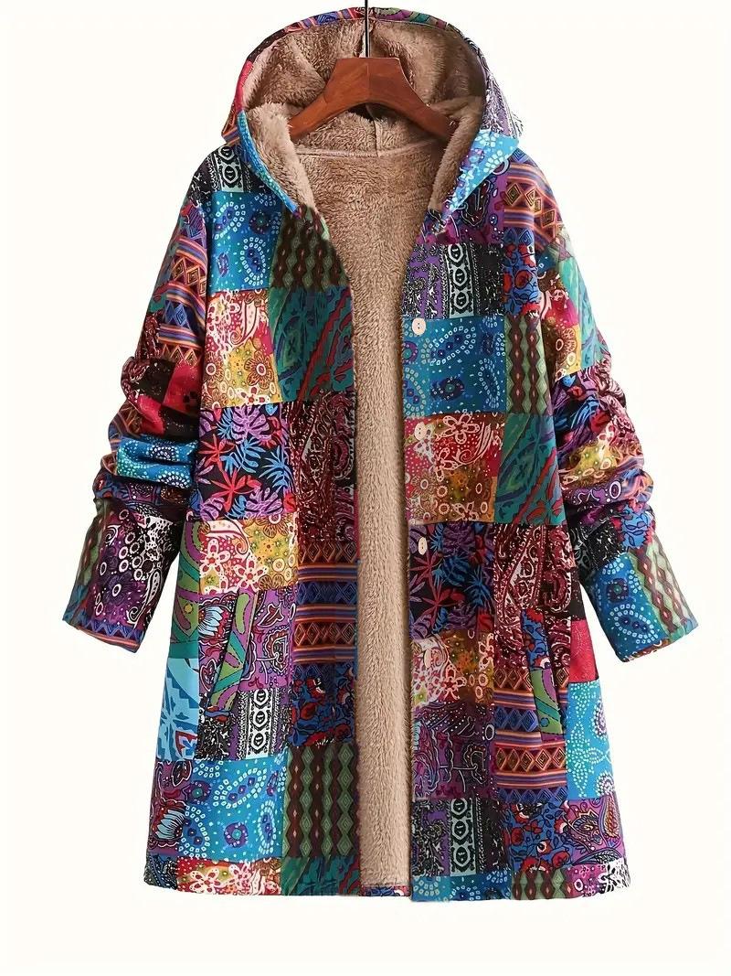 Горячая осень и зима новая этническая хлопковая стеганая куртка с капюшоном свободная средней длины длинная стеганая куртка женская S синий