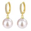 14mm Trendy Snow White Princess Zircon & Pearl Acrylic Ear Cuffs for Women