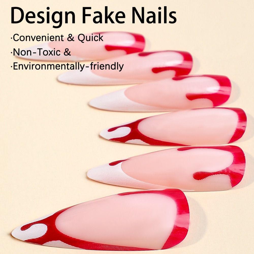 Long Length Halloween False Nail Wearable Manicure Press on Nails Detachable Nail Tips  Girl