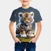 T-Shirts for Boys Cute Cartoon Tiger 3D Print Short Sleeves Graphic T Shirts Fun Children's Clothing Sporting Style Boys Clothes