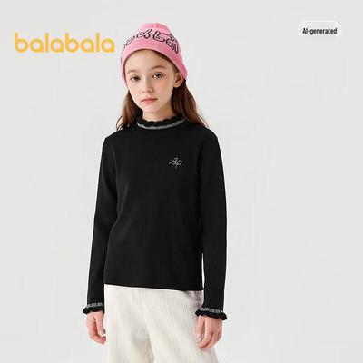 Balabala Children's Sweet Ruffle Collar Knit Sweater