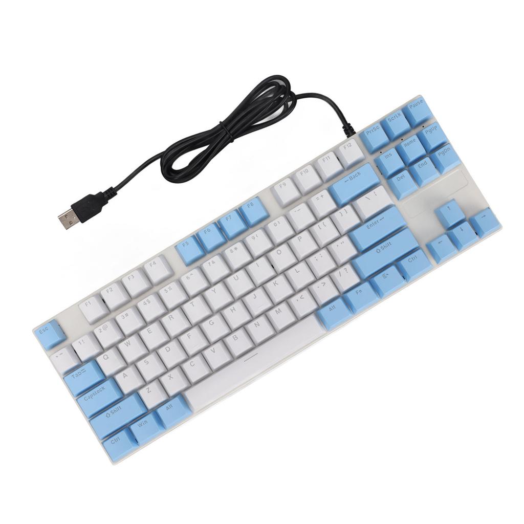 Mechanical Keyboard 87 Keys Blue Ergonomic Multicolor Backlight Design Gaming Keyboard for Typists