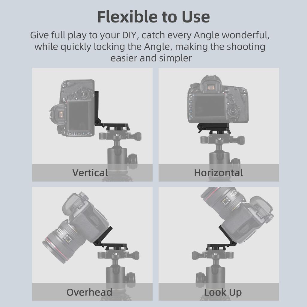 Quick Release Plate Aluminium Alloy Foldable L Shaped Camera Quick Release Plate with 1Celsius4in and 3Celsius8in Screw Hole for   Camera