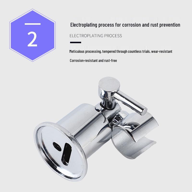 Adjustable No-Drill Zinc Alloy Electroplated Shower Head Holder with Round Base and Spray Gun Attachment