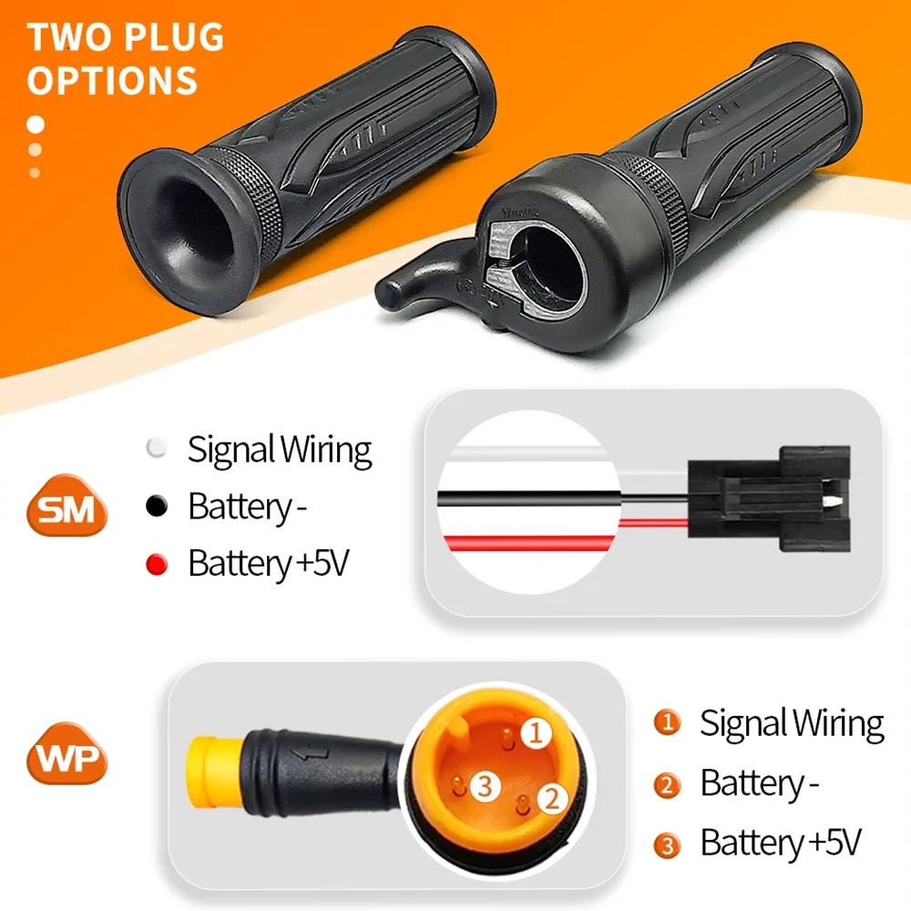 12V-72V WUXING 20X Full Twist Throttle Electric Bicycle Right Handle 3Pin SM/Waterproof Plug Brushless Motor Bicycle
