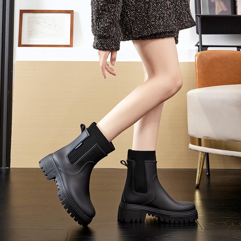 Damskie buty przeciwdeszczowe: Miękkie Kalosze, Styl, Odporne na Ścieranie Gumowe Buty, Niskie, Na Grubej Podeszwie, Stylowe Do Noszenia na Zewnątrz, Krótkie