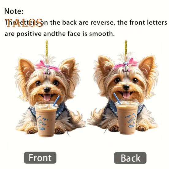 Oglindă retrovizoare pentru cățeluș, ornament pentru agățat pentru mașină, acrilic, brad de Crăciun, ușă, fereastră, gard, ramură, cadou pentru femei bărbați