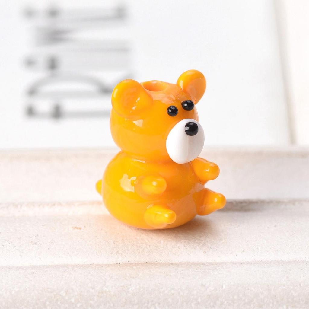 2pcs Bear 15x20mm Handmade Lampwork Glass Loose Beads for Jewelry Making Accessories DIY Crafts Findings