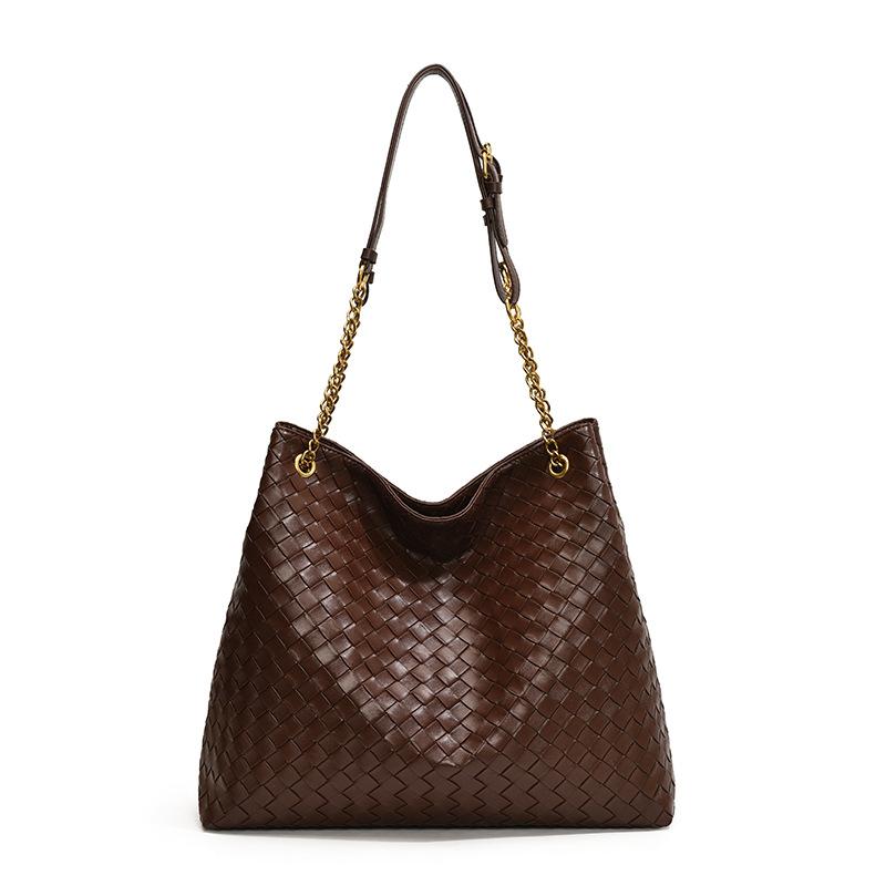 Korean Version of Retro Casual Work Commute Large-capacity Bag Women's 2025 New Woven Tote Bag Versatile Shoulder Bag