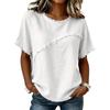 Ladies' Casual And Fashionable Round Neck Loose Linen Short Sleeved Top