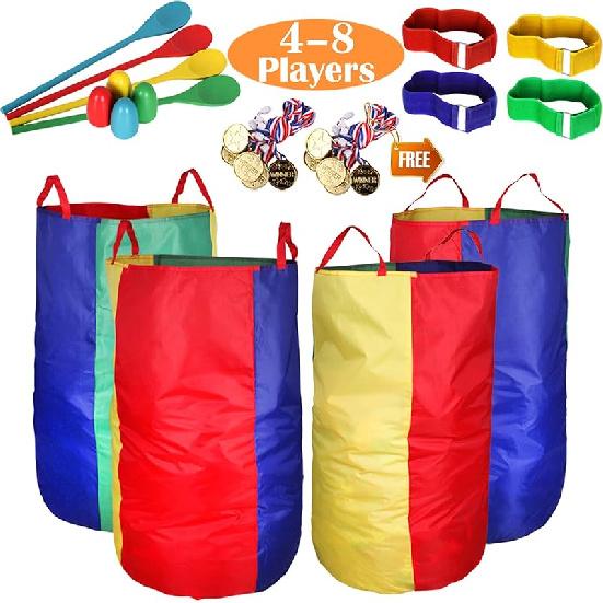 Outdoor Games, Potato Sack Race Bags for Kids Adults, Egg Spoon Relay Race, Birthday Party, Field Day Family Reunion Carnival Outside Yard Lawn