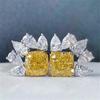 Cute Female White Yellow Zircon Stone Stud Earrings Vintage Silver Color Wedding Party Gift  For Women