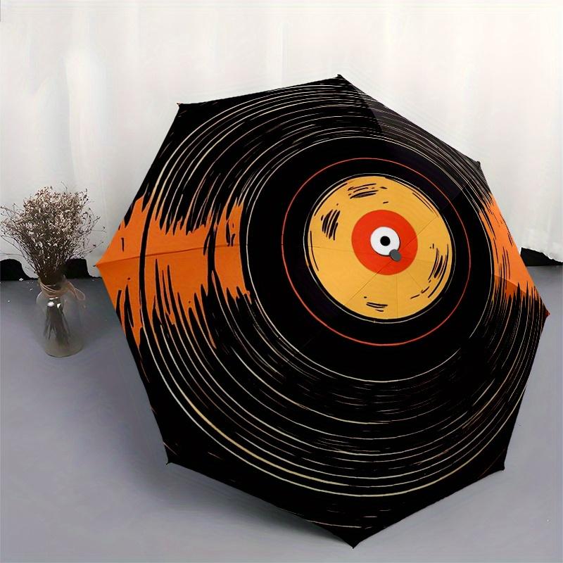 Vibrant Vinyl: Retro Record Art PrintUmbrella, Portable 3-Fold Umbrella for Men & Women,Christmas Gift ES123
