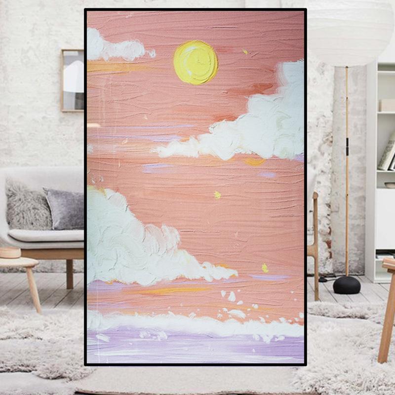 Pastorale Style Oil Painting Window Film Small Fresh Plants Glass Sticker Privacy Protection Static Stained Glass Films Decor