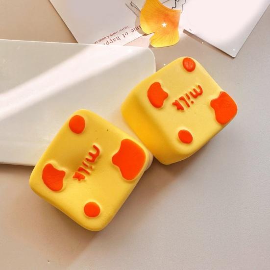 Simulation Milk Brick Squeeze Toy Stress Relief Milk Pudding Sensory Toy Simulated Food Pinch Fidget Toy Decompression