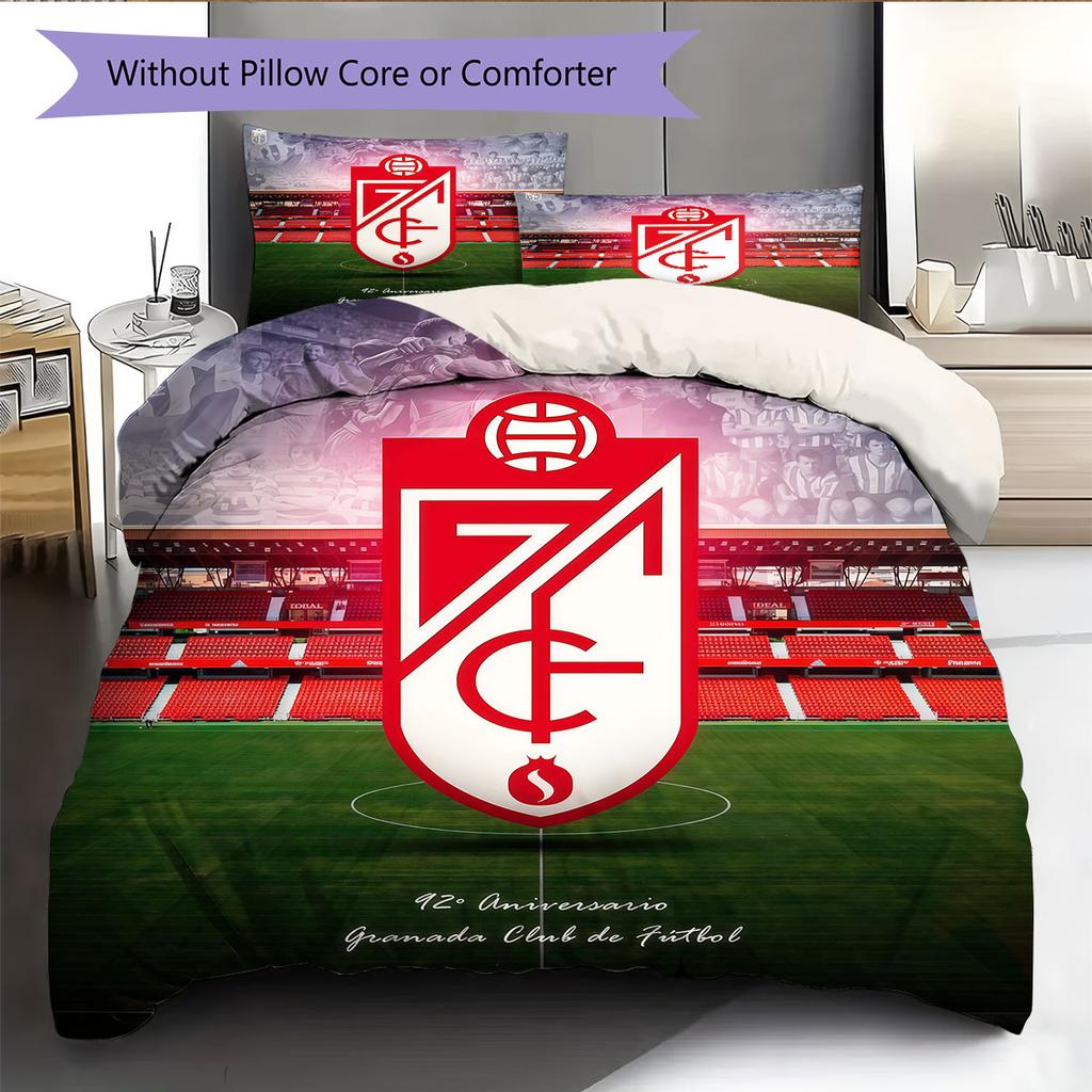 Set Copripiumino Trapuntato con Logo Granada CF Federa Decorazione per la Casa Regalo di Compleanno (1 * copripiumino + 2 * federa, senza nucleo)