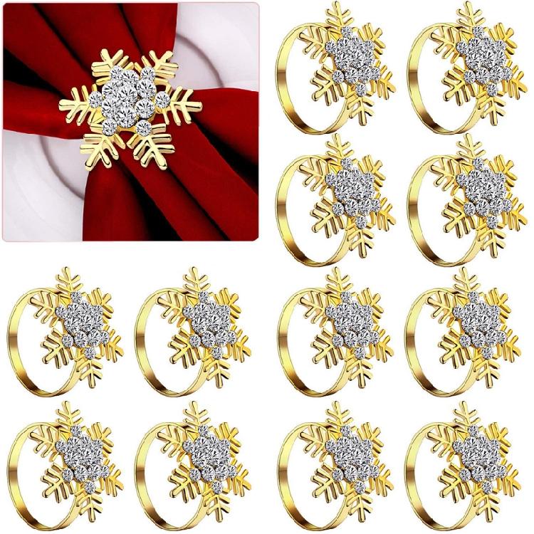 

Kitchen Restaurant Table Decoration Snowflake Napkin Buckle Napkin Rings золотий