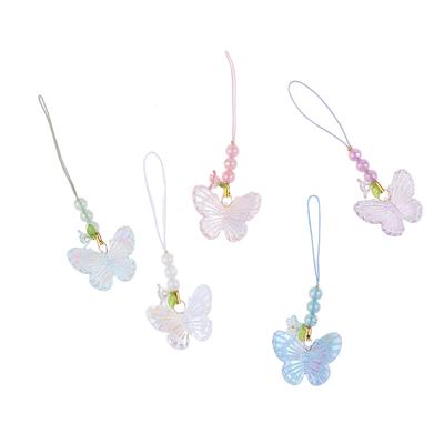 Cute Sweet Butterfly Pendant Phone Lanyard Cellphone Case Strap For Girls  Phone Chains Car Keychain