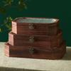 Jewelry Storage Box with Buckle And Flip-Top Lid Case Wood Retro Design Dustproof Organizer for Small Sundries
