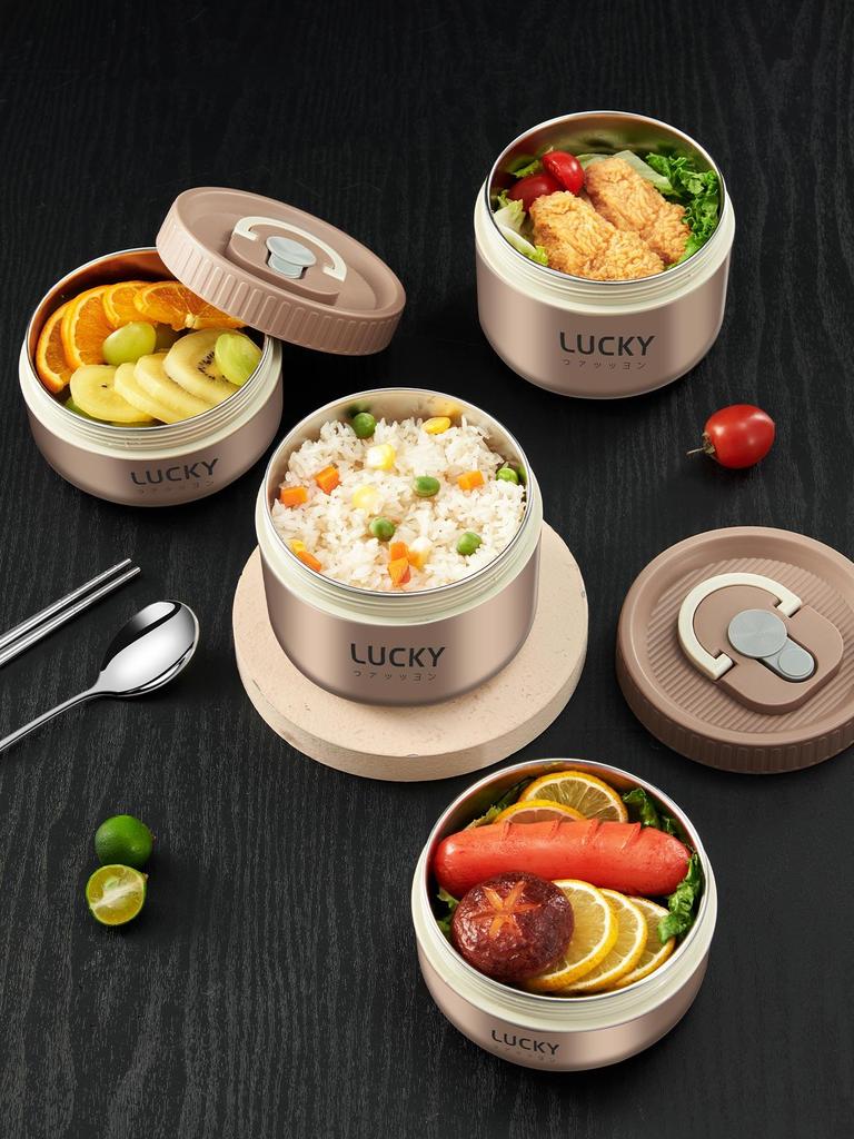 18/8 Stainless Steel Thermal Food Container Bento Lunch Box Set, Portable Keep Warm Lunch Container With Insulated Bag