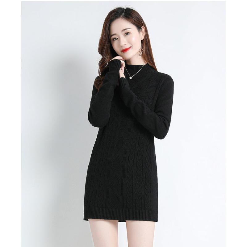 Autumn Winter Mid-length Sweater Long Bottoming Shirt New Mother Middle-aged Elderly Hip-covering