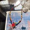 Beaded Necklace with Sweet Resin Fish Pendant Cute Rice Beads Choker Daily Wear