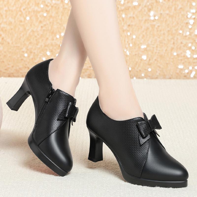Fashion CINESSD Women's Pointed Toe High Quality Zip High Heels Ladies Office High Heels Ladies Dress Mother Shoes