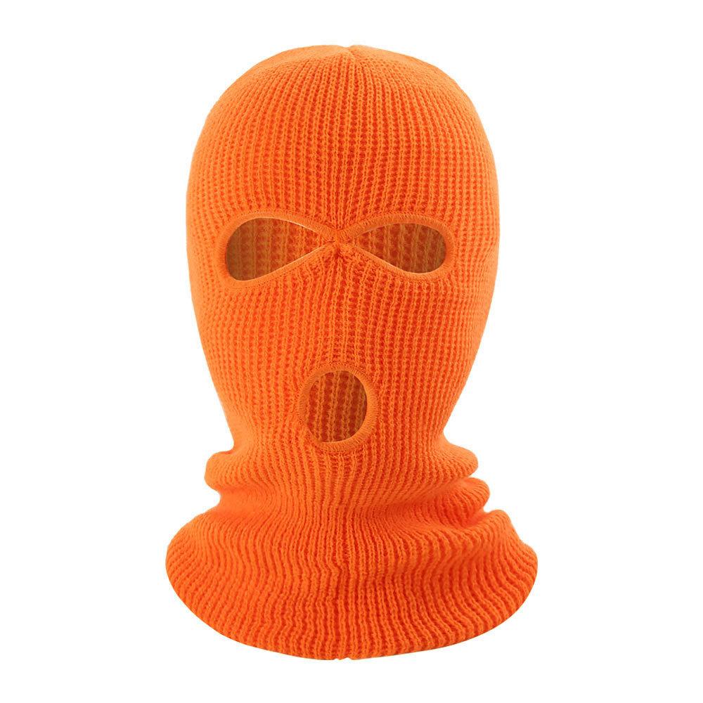 Winter Warm 3-hole Ear protection Embroidery White Knitted Full Face Mask Cover Cap Ski Mask Balaclava Pack for Men
