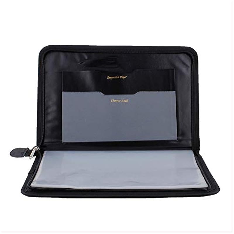 Eclet Size Document File Folder Certificates, Legal Paper Holder PU Leatherette Material Professional Waterproof Chain F