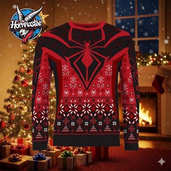 Spider Man Christmas In Brooklyn Miles Morales Marvel Ugly Sweater All Sizes Unisex T-Shirt XXXXL