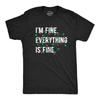 Mens Im Fine Everything Is Fine T Shirt Funny Xmas Lights Decoration Tee for