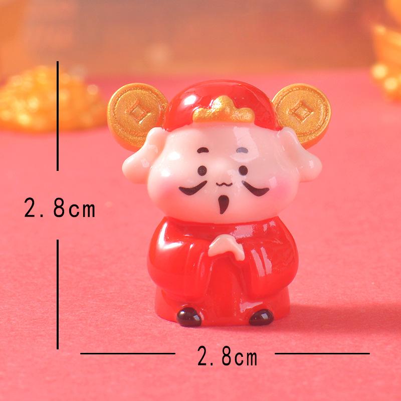 Cute Wealth God Home Desktop Ornament New Year Decoration Car Center Console Resin Handicraft