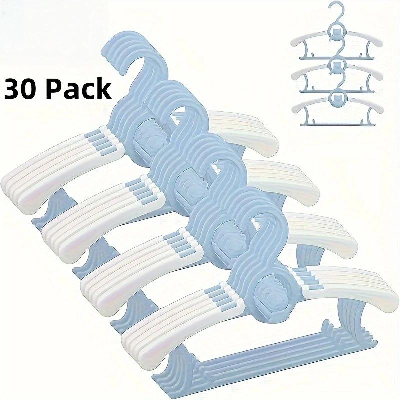 30 Pack PP Plastic Baby Clothes Hangers Retractable Anti Slip Durable Closet Wardrobe Bathroom Bedroom Clothing Drying Rack