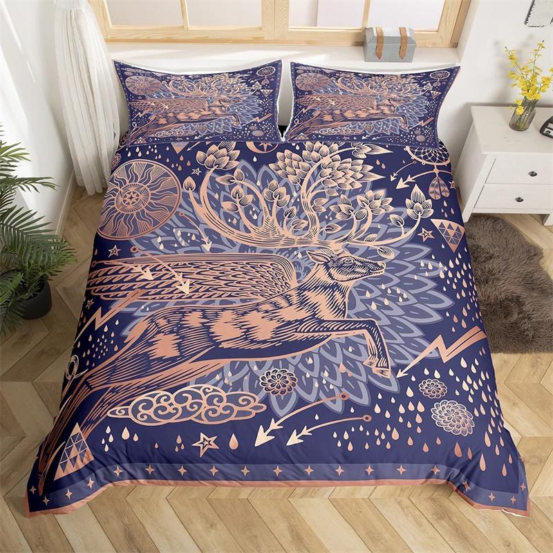 Deer Animal Duvet Cover Collection Twin Queen Size Butterfly Flowers Bedding Collection Microfiber Moon Galaxy Comforter Cover For Girls Teens