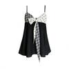 Korean ins storm dot plaid contrasting color straps A-shaped pendulum suspenders women's summer new age-reducing fashion sleeveless top