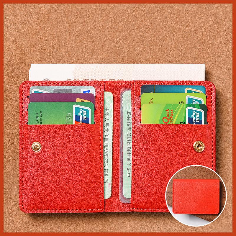

Ultra-thin Wallet Simple Soft Leather Card Holder Folding Hasp Wallet Driver s License ID Card Clip Women Men PU Small Purse червоний