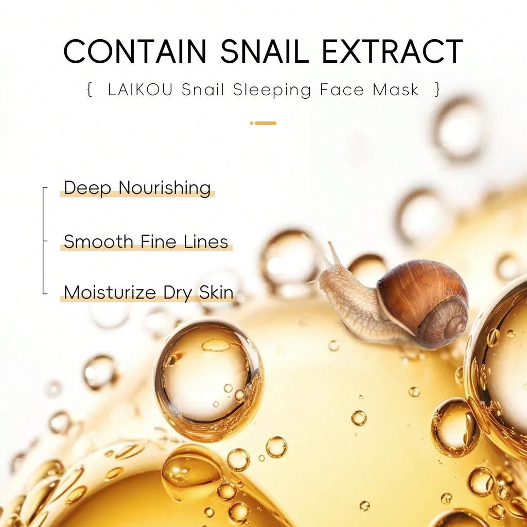 Snail Sleeping Mask Sheet Hydrating Collagen Overnight Repair Anti-Aging Brightening Skin Care Treatment