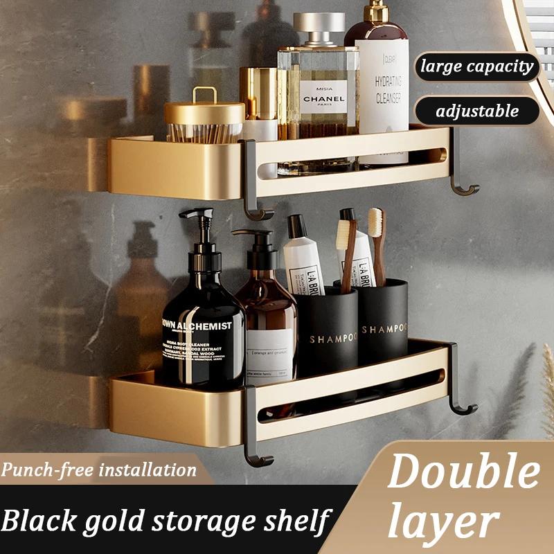 Gold Bathroom Shelf Hook Toilet Paper Holder Toilet Brush Towel Holder Space Aluminum Bathroom Hardware Set Bathroom Accessories