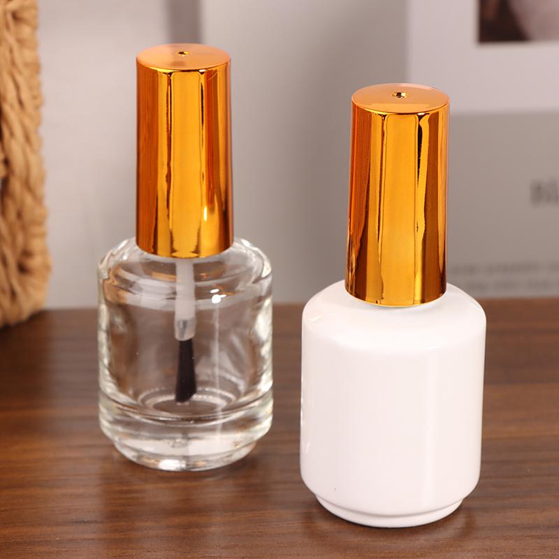15Ml Empty Nail Polish Bottle With Brush Gold Cover Refill Bottle Glue Bottle Small Sample Nail Gel Polish Containers Glass