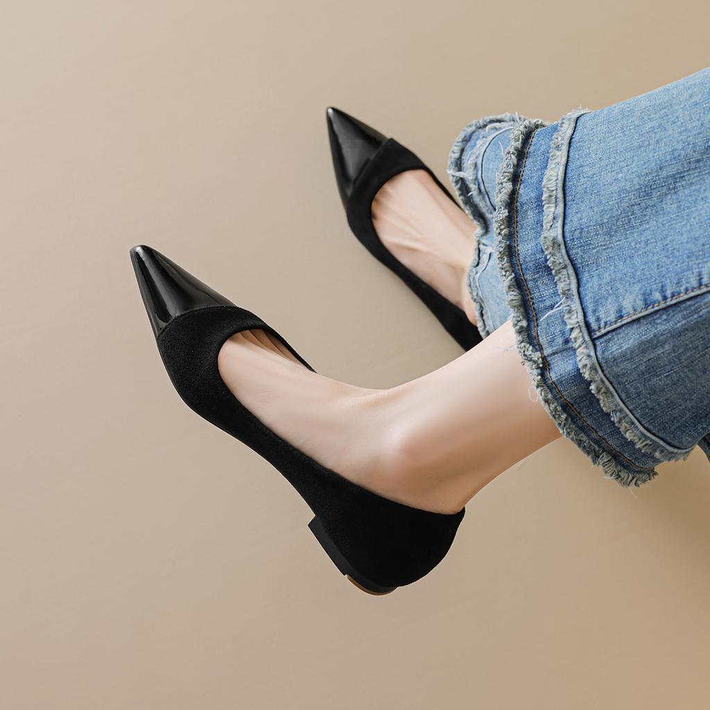 - French pointed toe nude flat shoes women's single shoes ladyshoes one pedal ladyshoes