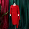 Large Size Women Summer Fashion Long Sleeves Short Dress Ladies Elegant One Piece Solid Sheath Dress